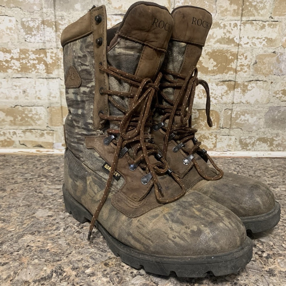 Rocky Gore Tex Camo Boots Sz 11.5 Mens Thinsulate Tall Bobcat Hi 1000 Gr 8927